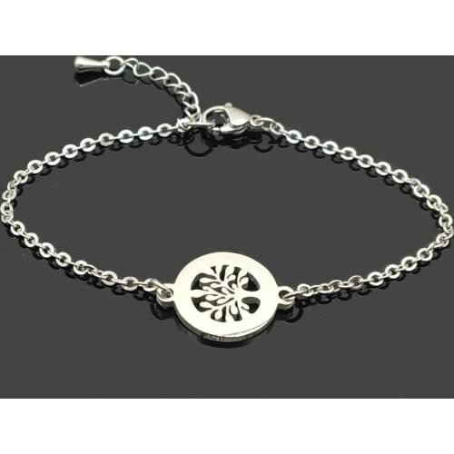 New Life Tree Charm Stainless Steel Chain Bracelet High Quality Stainless Steel Life Tree Pendant Chain Bracelet For Women Girls