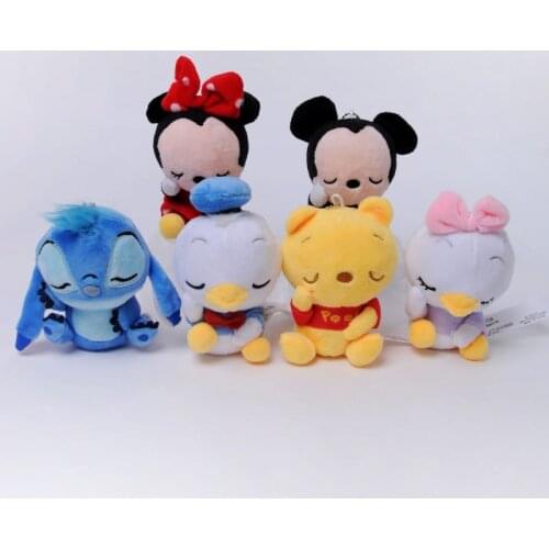 Disney Winnie The Pooh Mickey Mouse Minnie Soft Stuffed Animals Plush Doll Toy Keychain Lilo And Stitch Piglet Toy Kid Girl Gift