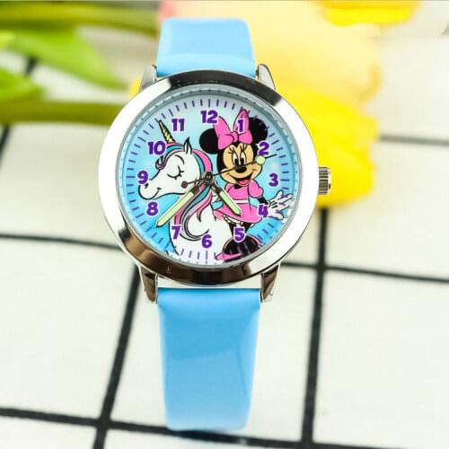 New fashion childrens cartoon blue face watch Primary school students cute luminous quartz belt watch kids watches boys watches