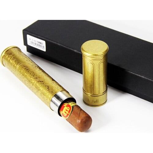 Business Metal Gadgets Travel Cigar Tube Jar Holder Mini Cigar Humidor Portable Cigarette Storage Tubes For COHIBA