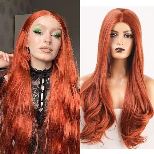 Long Wavy Brown Color Cosplay Wigs with Baby Hair Synthetic Wig Heat Resistant Fiber Hair Body Wave Soft Hair