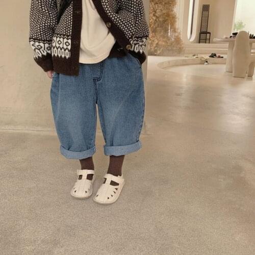 Baby Girls Boys Jeans Pants Autumn New Kids Korean Casual Loose Denim Pants Baby Solid High Quality Jeans Trousers Child Pants