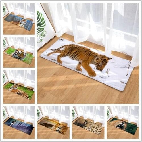 Flannel Long Floor Mat Door Mat Heat Transfer Tiger Kitchen Bathroom Water-Absorbing Non-Slip Mat Carpet