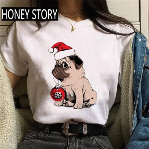 New Summer Fashion Womens T-Shirt Christmas French Bulldog Graphic Ladies Cartoon T-Shirt Female Anime Tops Aesthetic Cloth