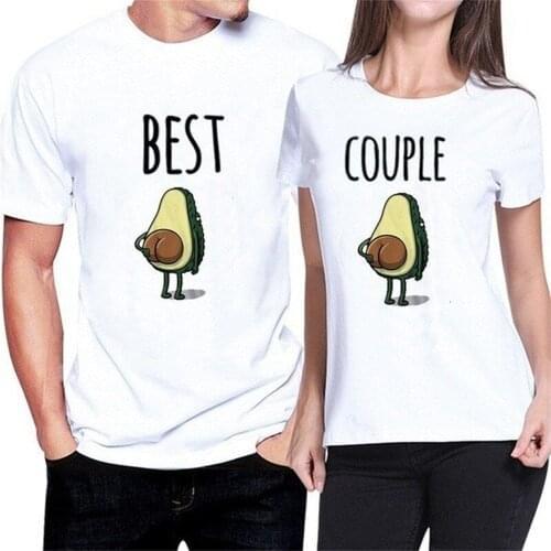 Best Couple Avocado Print Lover T Shirt Women Short Sleeve O Neck Couple Tshirt Women Summer Man Tee Shirt Tops Clothes F00B
