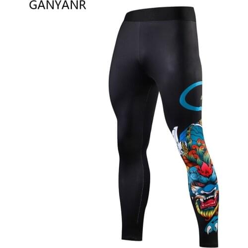 GANYANR Men Running Tights Basketball Compression Pants Legging Gym Sportswear Fitness Sport Sexy Yoga Track Workout Long Winter