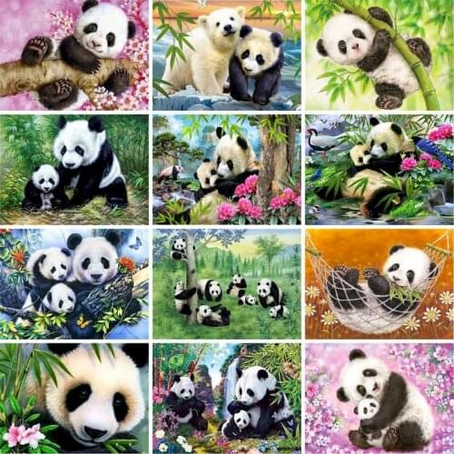 GATYZTORY Painting By Numbers Animals 60x75cm DIY Paint By Numbers For child Cute Panda Frameless Canvas Painting Unique Gift