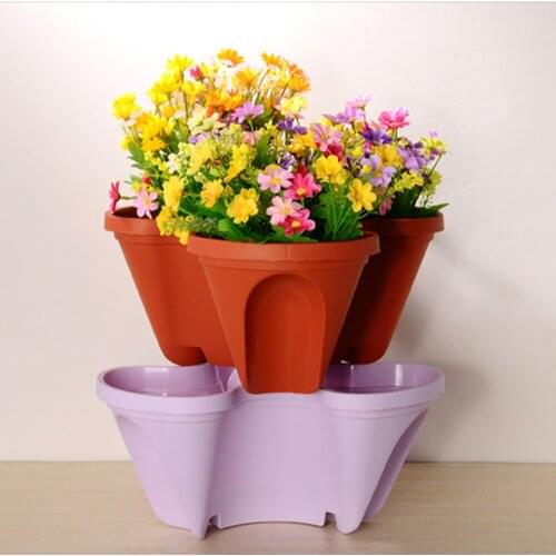 T Strawberry Plant Pot for Flower Vegetables Decoration Garden Planter Pot Stack-up Type Stereoscopic Flowerpo Flowerpot