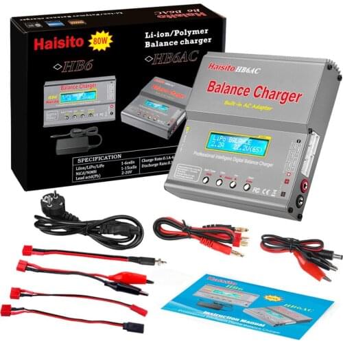Haisito HB6AC IMAX Lipo Charger 80W 6A Built-in Ac Adapter for lipo Li-Lon LiFe Nicd Nimh PB Battery Balancing RC Charger