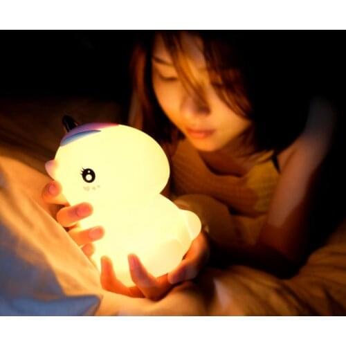 Creative Colorful LED Night Light Touch Sensor Silicone USB Rechargeable Creative Animal Bedroom Lamp Decor For Children Gift
