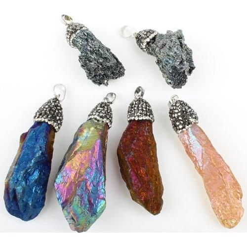 Natural Gems Colored Geometric Pendants Mens and Womens Jewellery DIY Necklaces Earrings Jewelry Accessories New Year Gifts