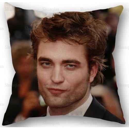 New Custom Robert Pattinson Pillowcase Cotton Linen Fabric Square Zipper Pillowcase 45X45cm Wedding Decorative Pillow cover