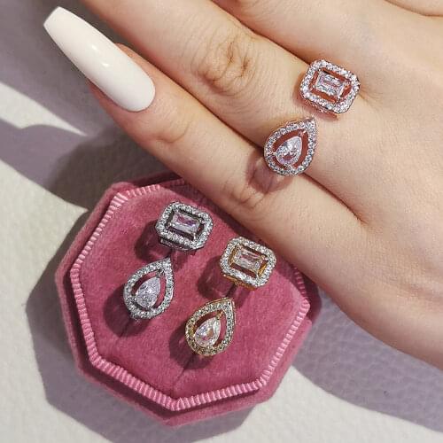 2020 new fashion rose gold silver color pear princess fashion ring for girl lovers love party gift jewelry wholesale R5098