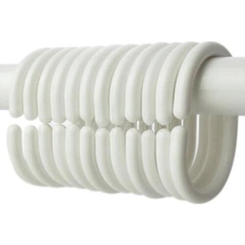 New Arrive 12pcs/pack Shower Curtain Hook Hanger Plastic Ring Bath Drape Loop Clasp LX7182