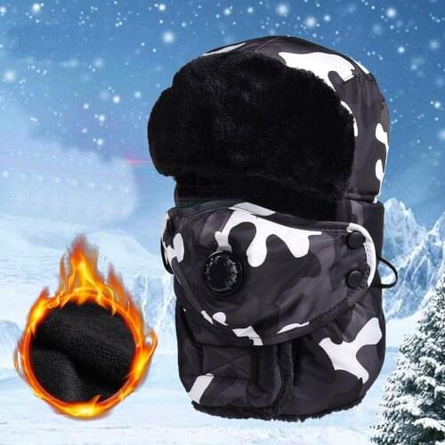 New Balaclava Earflap Bomber Hats Caps Scarf Men Women Russian Trapper Hat Trooper Earflap Snow Ski Hat Cap With Scarve