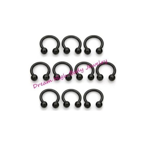 New Black Horseshoe Ball 16G Vacuum Titanium Nose Ring Eyebrow Piercing Lip Stud Body Piercing Jewelry Circular Barbell For Girl