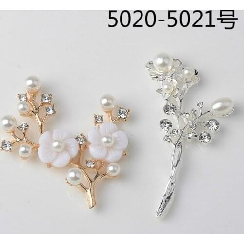 10pcs/lot Multi style Fashion Alloy Gold/silver Color Pearl Crystal Leaf Branch (no hole) Charms For DIY Jewelry Handmade Making