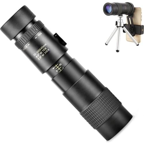 10-300X40mm Zoom Monocular Telescope Compact Waterproof Telescope with Smartphone Holder Tripod for Hiking Camping Bird Watching