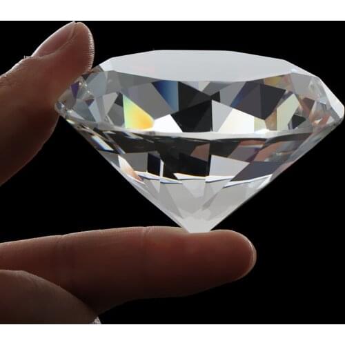 Size W. 60mm/70mm Crystal Diamond Clear Glass Diamond Faceted Cut Raw Gemstone Desktop Ornaments Romantic Gifts Home Decoration