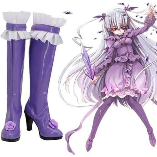 Rozen Maiden Barasuishou Lolita Purple Shoes Cosplay Long Boots Leather Custom Made Halloween Role Play props