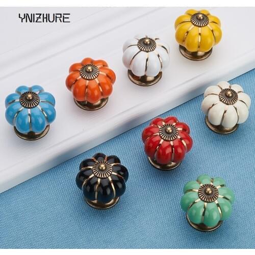 Cabinet Knobs Furniture Knobs Ceramic Handle Seven Color Pumpkin Cartoon Pasta Modern Simple Cabinet Drawer Factory Direct