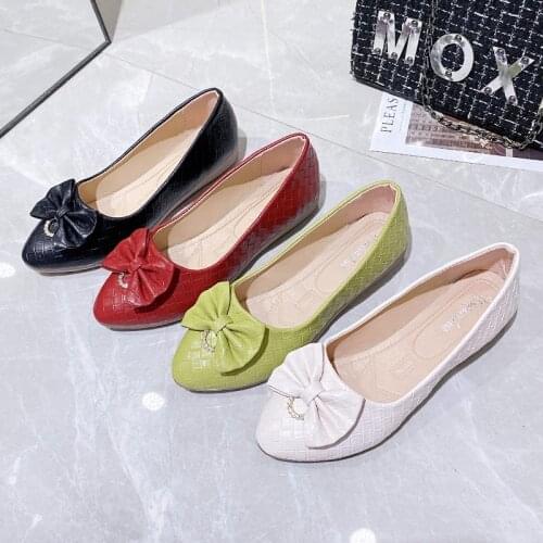 Spring Autumn Women Flats Pointed Toe Slip on Flat Shoes Woman Loafers Butterfly Knot Pump Crystal Comfortable Boat Shoes