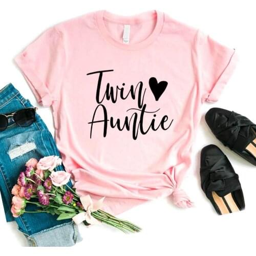 Twin Auntie Print Women Tshirts Cotton Casual Funny t Shirt For Lady Top Tee Hipster 6 Color NA-743