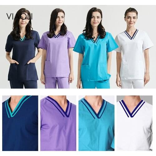 Unisex High Quality Breathable Pet Hospital Nurse Scrub Uniform Spa Uniforms Set Womens Doctor Scrub Uniform Workwear Tops Pants