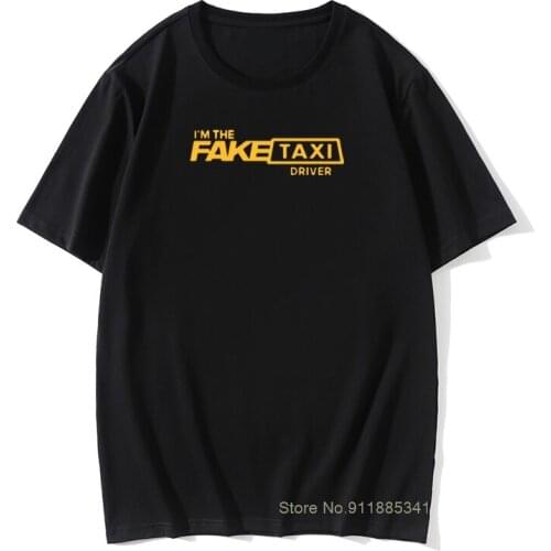 VHORZ Cool Mens T Shirt Fake Taxi Driver Regular T-Shirt Sunlight 100% Cotton Tops Tees Tshirt Mens Top Quality