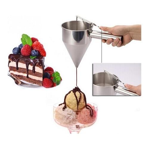 Stainless Steel Funnel kitchen with bracket Oil conical funnel Sugar syrup dispenser for Cake Shop and Kitchen
