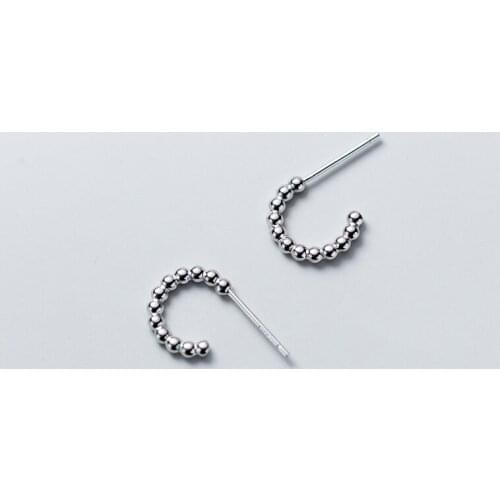 WTLTC 925 Sterling Sliver Beaded Hoop Earrings for Women Small Open Ball Circle Earrings Dainty Dotted Huggie Earrings Cartilage