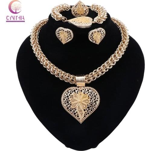 CYNTHIA Heart Shaped Bridal Jewelry Sets For Women Nigerian African Beads Jewelry Set Turkish Wedding Necklace Earrings Set