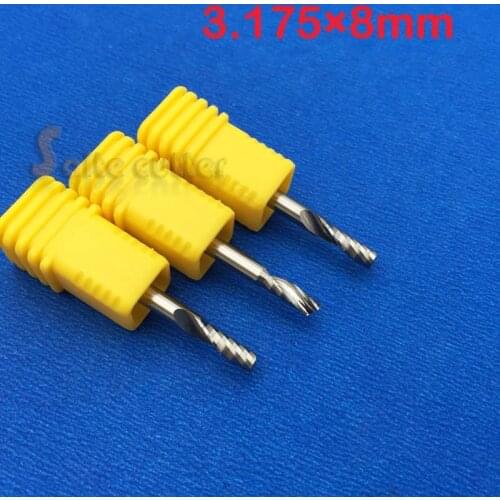 3pcs 3.175 *8MM HQ Single Flute Acrylic Wood Cutting Tool, End Mill Bits, Spiral Cutters, Engraving Drill Bits, CNC Router Tool
