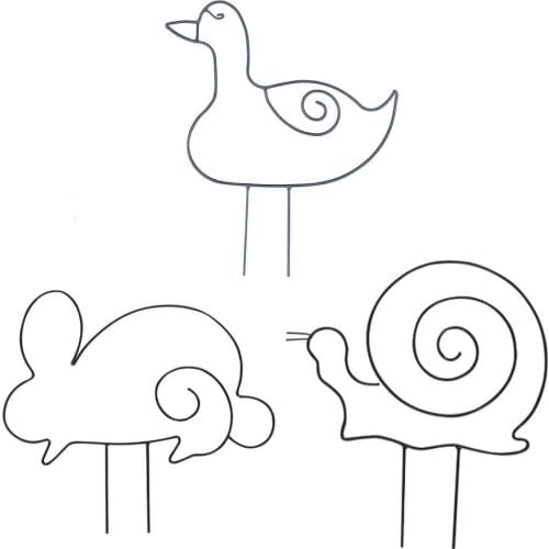 3pcs Snail Rabbit Duck Shape Iron Garden Trellis Tough Without Bending Vine Plant Support Frames for Garden Plant Accessories