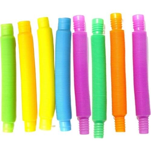8Pcs/Box Pop Tubes Creative Stress Relief Plastic Kid Pop Tube Sensory Toy for Boy and Girl