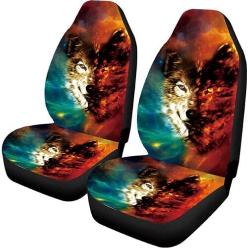 AUTO KEGAN 1/2 Pcs Wolf Animal Car Front Seat Covers Fits Most Cars For Volvo Xc90 Toyota Avensis T25 Suzuki Samurai Kia Ceed