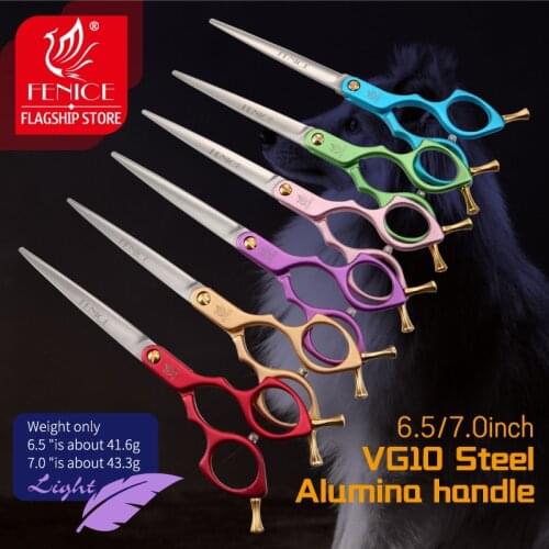 Fenice VG10 Colorful 6.5/7.0 Inch Pet Cutting Scissors for Dog/Cats Grooming Straight Cutter