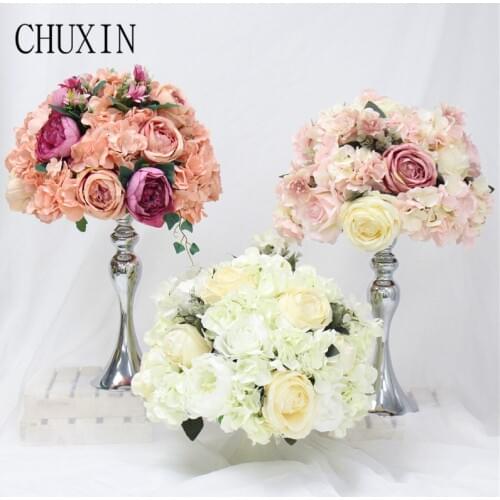 NEW Artificial Flower Rose Hydrangea Flower Row Wedding Road Lead Table Flower Ball T Stage Street Lead Holiday Decoration Props