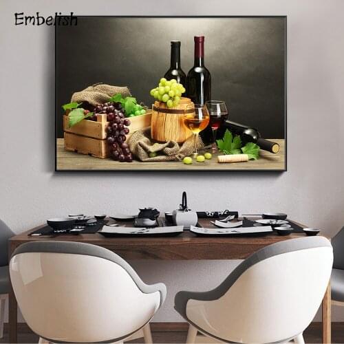 Embelish 1 Pieces Red Wine And Glass Wall Art Posters For Kitchen Home Decor Modern Home Decor HD Canvas Painings Wall Pictures