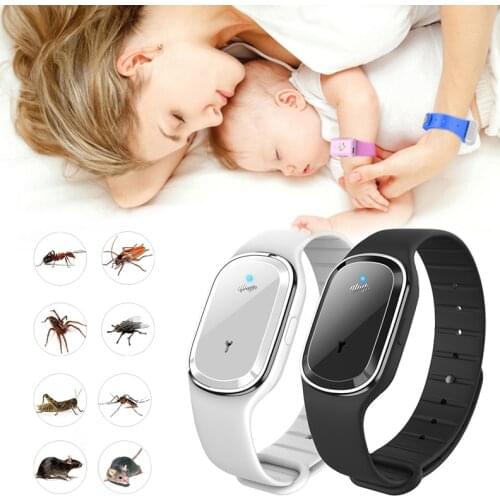 Ultrasonic Natural Mosquito Repellent Bracelet Waterproof Pest Insect Bugs Anti Mosquito Insect Bracelet Ultrasound Outdoor Kids