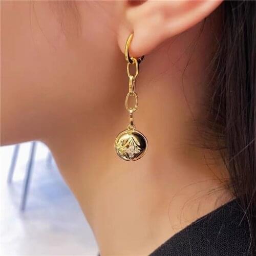 Vintage France Earrings for Women Punk Jewelry Goth Metal Ball Pendant Chain Tassel Earring Female Brincos Hiphop Bijoux 2021
