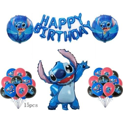 Disney Stitch Themed Aluminum Film Balloon Childrens Birthday Party Decoration 32-inch Digital Balloon Childrens Toy Gift