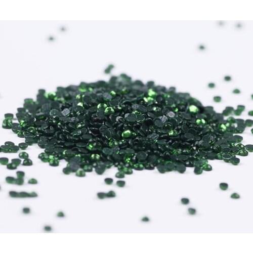Green Color 2mm Flat Back Round Acrylic Rhinestones Beads,3D Acrylic Nail Art / Garment Decoration