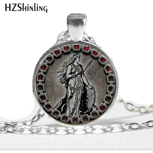 HZ--A527 New Goddess Pendant Necklace Freya Norse Jewelry Glass Cabochon Necklace Pendant HZ1