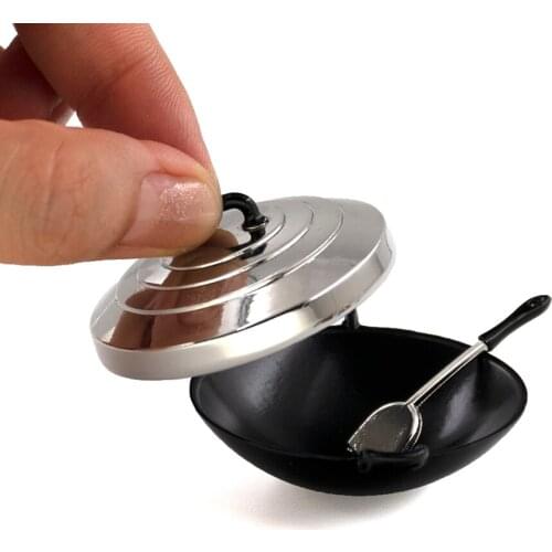 1/12 Doll House Miniature Metal Pot Shovel Cover Set Simulation Kitchen Utensils Pan Toy Mini Decoration Dollhouse Accessories