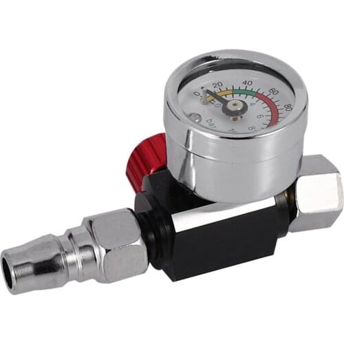 1Pc 1/4 inch Bsp Mini Air Regulator Valve Tool Durable Small Tail Pressure Gauge 48 x 60mm With Nozzle For Spray Tool
