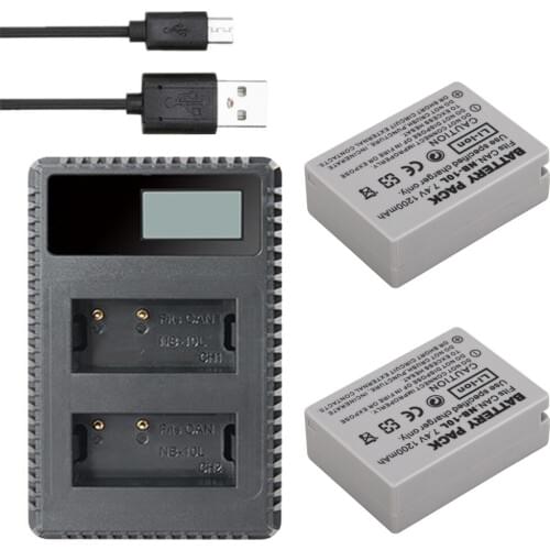 2PCS 1200mAh NB-10L NB 10L Camera battery + USB LCD Dual Charger For Canon G1X G15 G16 SX40HS SX50HS SX60HS SX40 SX50 HS
