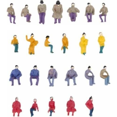 25PCS seated painted dip joblot model railway SITTING people figures 13mm 1:87