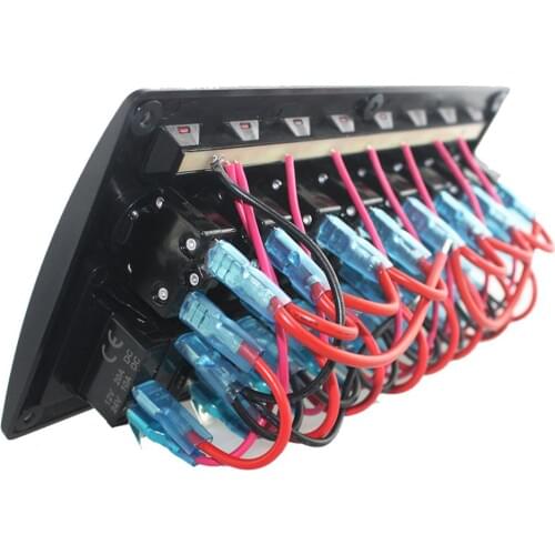 6/8 Gang Car Boat LED Rocker Switch Panel Kit IP68 for Marine Rv Red LED ON-OFF Rock Switch Button Panel LED Light Bar Pre-wried