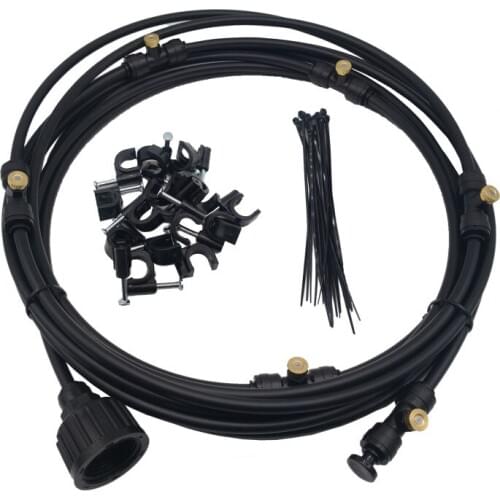 6m Pipe 6pcs Mist Nozzles Outdoor Garden Misting Spray Cooling System Suit Nozzle Sprinkler Watering Kits System Mistsystem